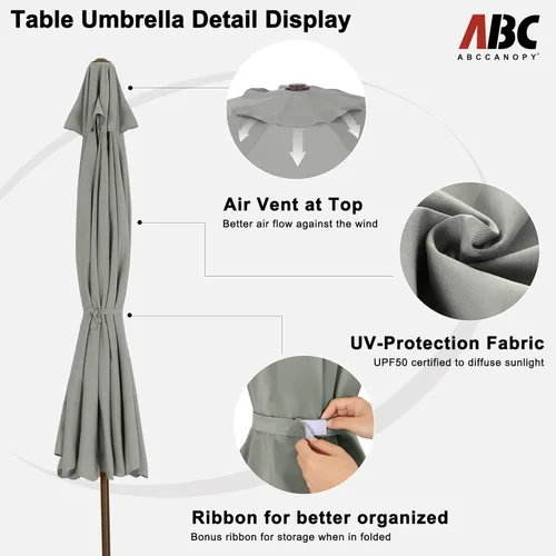 Miniatura 5 de ABCCANOPY - Sombrilla de patio de 7.5 pies con borde festoneado, sombrilla de mesa de exterior con inclinación y manivela, sombrilla de terraza