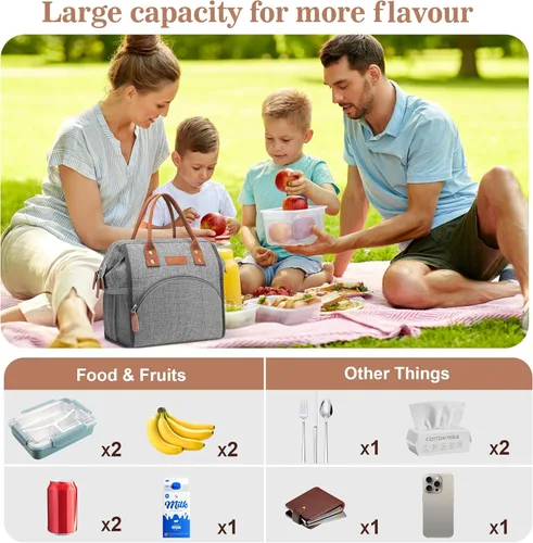 Miniatura 5 de LOKASS - Lonchera térmica con apertura amplia, gran capacidad para bebidas y snacks, organizador de nailon durable y térmico con correa de hombro