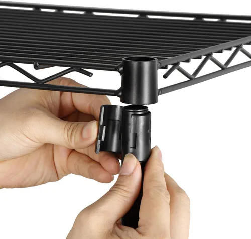 Miniatura 7 de SUPER DEAL Estantería de alambre de almacenamiento resistente de 4 estantes negros para restaurante, garaje, despensa, cocina, estante de garaje