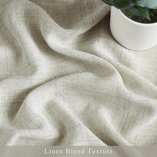 Miniatura 4 de Melodieux Cortinas de lino de 63 pulgadas de largo para dormitorio, cortinas de arpillera con textura de lino con bolsillo para barra, cortinas