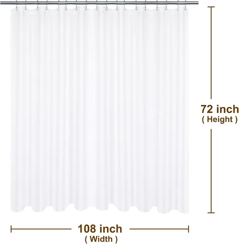 Miniatura 2 de Cortina de ducha de tela extra ancha de 108 x 72 pulgadas, tejido de gofre, spa de lujo de hotel, repelente al agua, lavable, spa, 230 GSM Blanco