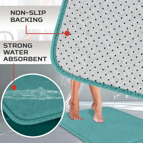 Miniatura 4 de Alfombra de baño de lujo – 1 pieza de alfombrilla de baño de espuma viscoelástica, antideslizante y ultrasuave, altamente absorbente, fácil