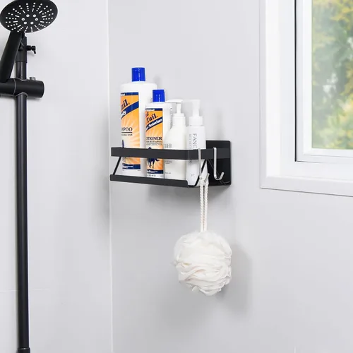 Miniatura 5 de Estante de especias para refrigerador, cocina, hogar, organización y almacenamiento adhesivo (paquete de 2, negro)