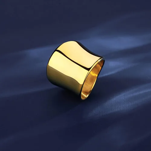 Miniatura 3 de Anillos chapados en oro de 14 quilates, anillos modernos de oro de banda ancha, anillos gruesos para mujeres y hombres