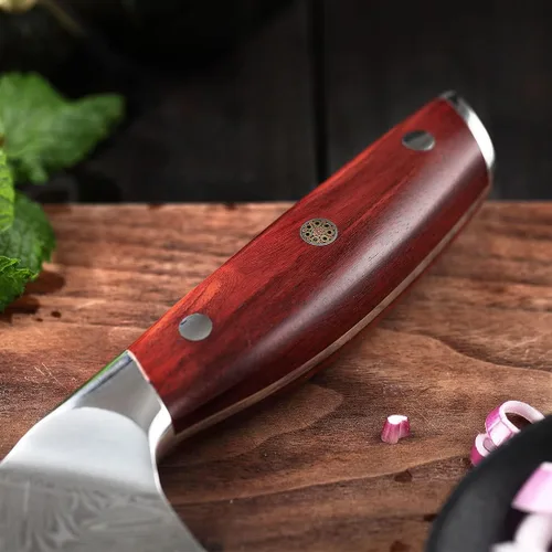 Miniatura 5 de YARENH Santoku - Cuchillo de chef de acero Damasco de 7 pulgadas, 67 capas, afilado de larga duración, resistente al óxido, cuchillo de cocina