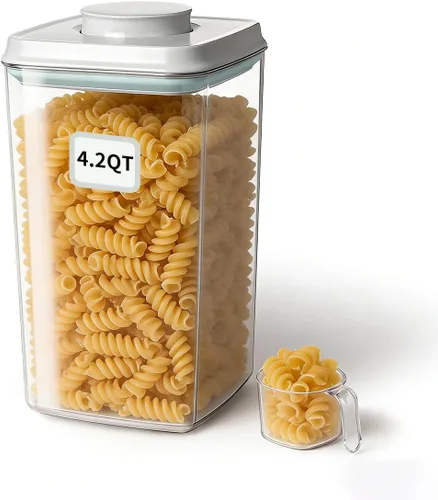 Miniatura 9 de Juego de 8 recipientes herméticos de almacenamiento de alimentos con tapas, recipientes apilables para organización de despensa de cocina, ideal 9