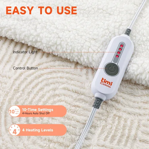 Miniatura 4 de Manta Térmica Eléctrica de Sofá - 50" x 60" Manta Térmica de Jacquard Suave y Acogedora con 4 Niveles de Calor y 4 Horas de Apagado Automático