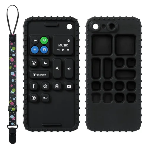 Miniatura 8 de Aolso Juguetes mordedores de silicona para bebés, forma de teléfono con clip para chupete, juguetes de dentición suaves para niños pequeños, sin