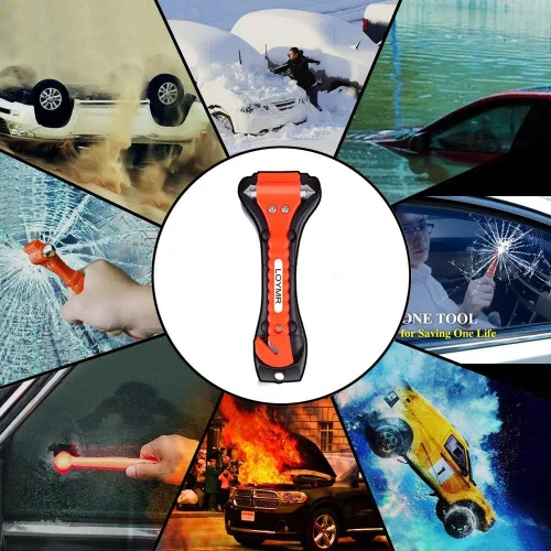Miniatura 8 de Martillo de seguridad para automóvil con cortador de cinturón de seguridad y cortador de ventana de vidrio, herramienta de escape de emergencia