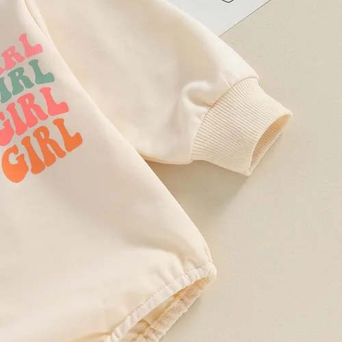 Miniatura 5 de Ropa para bebé recién nacida, sudadera de gran tamaño con estampado de letras, mameluco de manga larga con burbujas para otoño