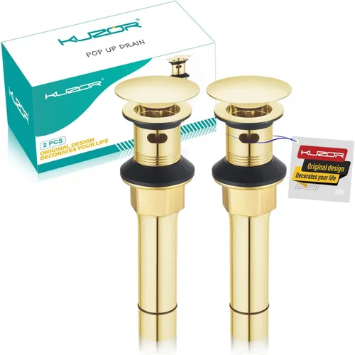 Miniatura 15 de Desagüe emergente para fregadero de baño con rebosadero - Se ajusta a agujeros de 1-5/8" a 2", acero inoxidable 304 para tocador/fregadero