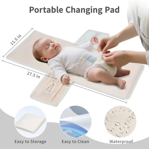Miniatura 7 de CEI-CEI Mochila de neopreno para pañales con bolsillos aislados, bolsas grandes de maternidad para bebés recién nacidos, bolsa de viaje con Verde