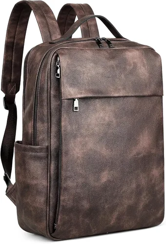Miniatura 11 de MASINTOR Mochila Bolso de Cuero PU de 15.6 pulgadas para Portátil para Mujeres, Mochila Casual Grande para Universidad, Bolsa de Viaje, Negro