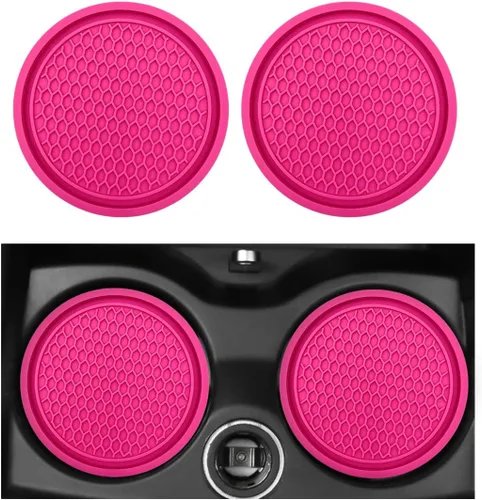 Miniatura 16 de Ohleats Juego de posavasos de 2 piezas para automóvil, impermeable en forma de panal de abeja, PVC antideslizante de 2.75 pulgadas, universal