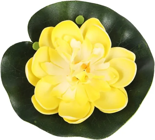 Miniatura 8 de Flor de loto de espuma flotante amarilla con adornos de almohadilla de lirios de agua, flores de loto falsas para pecera, acuario, hogar, jardín