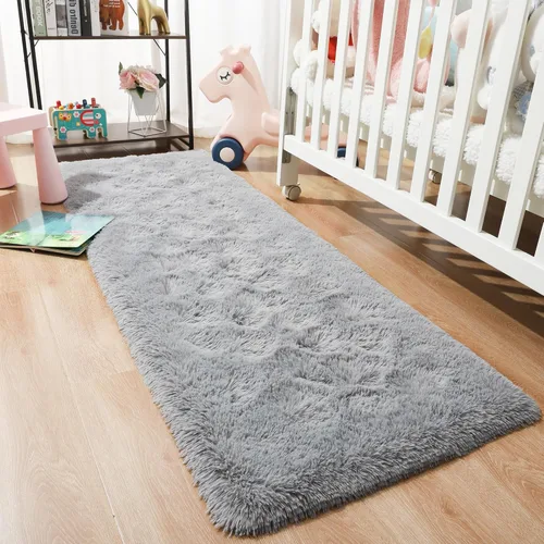 Miniatura 6 de Foxmas Alfombra Alargada Suave para Dormitorio y Sala de Estar, 2x6 Pies Alfombras de Área Esponjosas Shag Alfombra de Cabecera para Cuarto de Niños