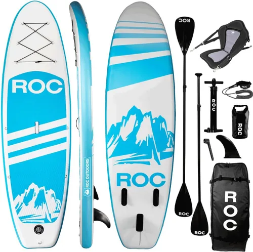Miniatura 9 de Roc Tabla de remo inflable con accesorios de tabla de remo de SUP de alta calidad, diseño amplio y estable, cubierta antideslizante y cómoda