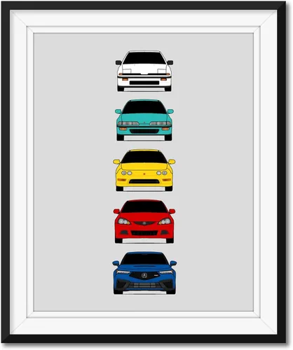 Custom Car Posters Póster hecho a mano compatible con Acura Integra Evolution Generations e impresión de Acura Integra, multicolor, 8 x 10 pulgadas