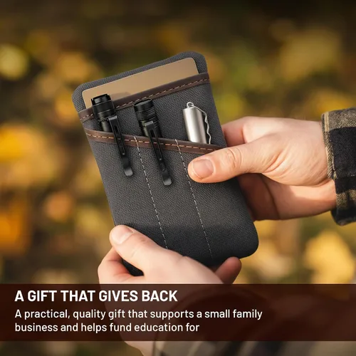 Miniatura 5 de Organizador de bolsillo EDC de lona encerada para hombres, bolsa de bolsillo trasero multiherramienta para teléfono/portátil, bolígrafo