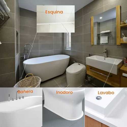 Miniatura 8 de Cinta de Calafateo Autoadhesiva, Cinta de Calafateo para Baño Tira Selladora Tira de Calafateo, Cinta de Sellado Impermeable de Calafateo para Baño