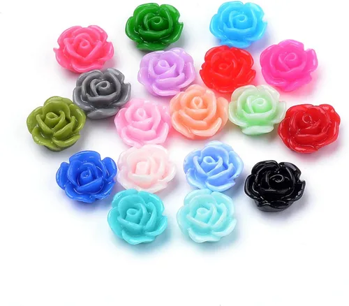 Miniatura 9 de Craftdady Cuentas de flores de resina, 72 piezas de cabujones de flores kawaii con parte trasera plana, 2 estilos, sin agujero, cuentas de rosas