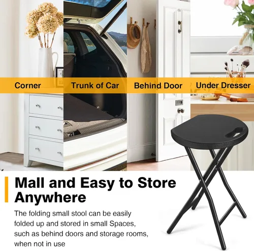 Miniatura 7 de TAVR Furniture Silla plegable portátil con asa, taburete plegable redondo resistente con capacidad de 500 libras para adultos, taburete plegable