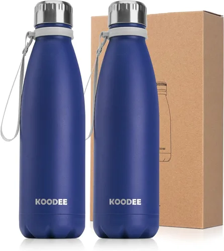 Miniatura 36 de koodee Botella deportiva de agua aislada al vacío de doble pared de acero inoxidable, 17 oz, con forma de botella de refresco, a prueba de fugas