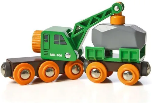 Miniatura 2 de BRIO World 33698 - Clever Crane Wagon Set - Juego de 4 piezas de tren de juguete de madera para niños Juego imaginativo Compatibilidad con otros