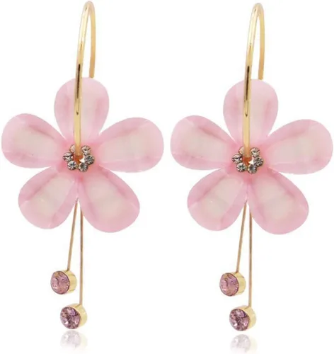 Miniatura 4 de 1 par de aretes colgantes con forma de gota y colgante, aretes colgantes florales con diamantes de imitación para mujeres, adolescentes, niñas
