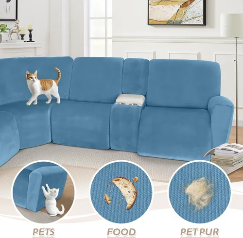 Miniatura 376 de Arfntevss Fundas de sofá seccional reclinable de terciopelo, Funda de sofá seccional de esquina para sofá reclinable, Funda elástica suave