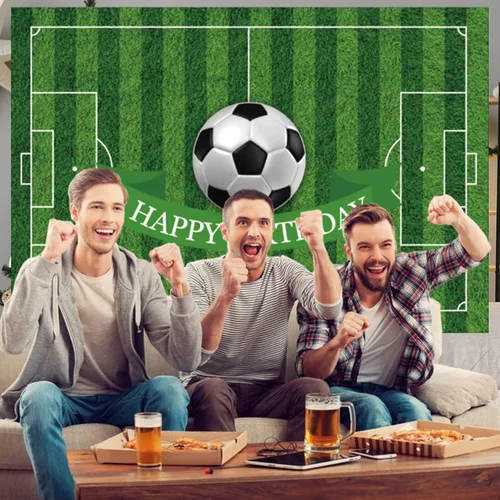 Miniatura 4 de Telón de fondo de fútbol de 5 x 3 pies para fiesta de cumpleaños, para fotografía, fútbol, deporte, cumpleaños, papel tapiz fotográfico