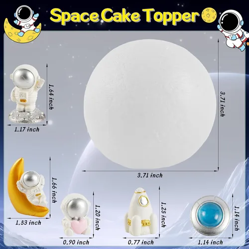 Miniatura 2 de Decoración para pastel de luna, 6 piezas de astronautas espaciales, decoración de pastel de luna suave 3D para niños, decoración temática espacial
