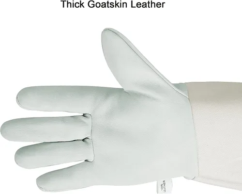 Miniatura 2 de Luwint Guantes largos de cuero para jardín, a prueba de espinas, color rosa, longitud al codo, guantes de jardinería para hombres y mujeres, 1 par