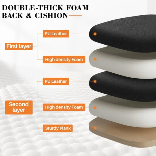 Miniatura 8 de FelixKing Silla Criss Cross con Ruedas, Silla de Oficina con Patas Cruzadas, Silla de Escritorio Ancha sin Brazos con Cuero PU Cómodo y Respaldo