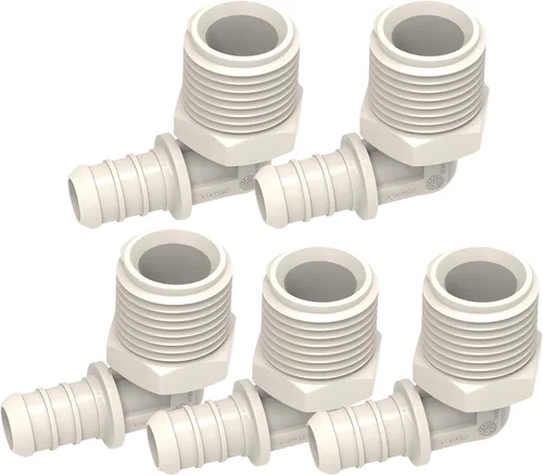 Miniatura 24 de SEAFLO Acoplamiento de tubería PEX de plástico de 90 grados 1/2" Barb x 1/2" adaptador de codo de ajuste de púas compatible con tubo PEX o PE-RT