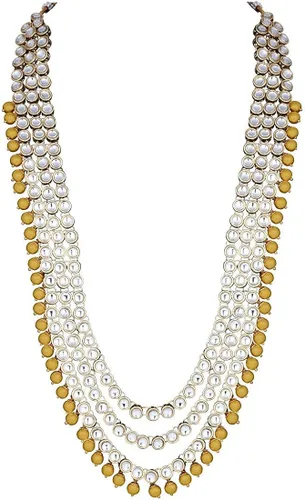 Miniatura 2 de Aheli Indian Wedding Kundan Beaded Bridal Long Choker Necklace Earrings with Maang Tikka Traditional Jewellery Set for Women