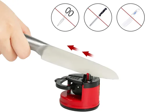 Miniatura 5 de Herramienta para afilar cuchillos, afilador de cuchillos manual pequeño de alta dureza para encimera con ventosa para cuchillo para tijeras