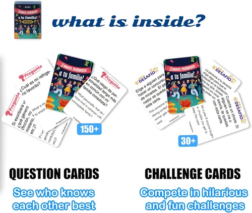 Miniatura 2 de 1step2dream Juegos de cartas familiares españoles Divertido juego de mesa para la familia Iniciador de conversación bilingüe para fiesta