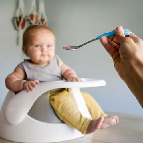 Miniatura 5 de Avanchy Infant Baby Spoons Stainless Steel and Silicone Set, Self Feeding Food Utensils, 4 Months Baby Led Weaning, 2 Pack, Black