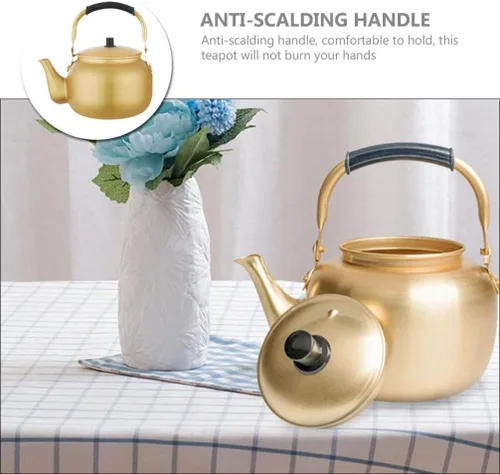 Miniatura 5 de Hervidor de té de aluminio para estufa, tetera clásica con base universal, tetera de 8 litros/34 onzas