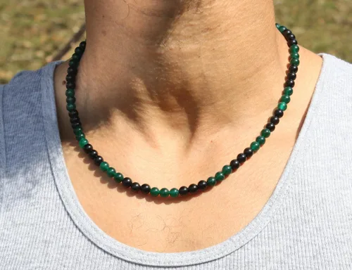 Miniatura 49 de Collar de cristal de obsidiana negra hecho a mano, collar de cuentas de piedras preciosas naturales auténticas, curación, protección, talismán mala