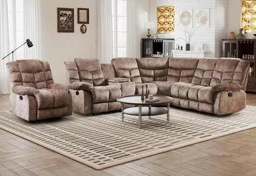 Miniatura 28 de CANMOV Silla reclinable manual, sofá reclinable individual con respaldo y reposabrazos sobrerelleno para sala de estar, muebles de dormitorio