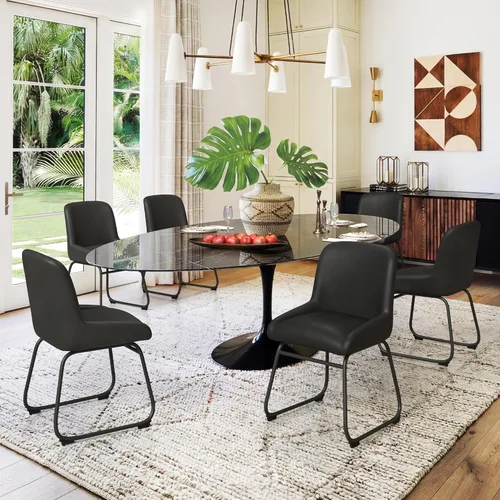 Miniatura 5 de LUE BONA Juego de 4 cómodas sillas de comedor, modernas sillas de cocina tapizadas con respaldo acolchado y patas de metal gruesas para comedor