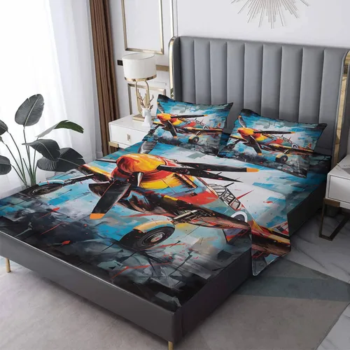 Miniatura 11 de Sábanas abstractas tamaño individual – Sábanas de cama geométricas modernas, microfibra suave y bolsillo profundo, sábanas y fundas de almohada