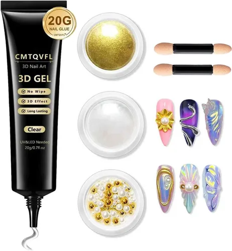 Miniatura 9 de No.1 Kit de efecto espejo de polvo de uñas cromado dorado metálico con 0.71 oz de gel 3D escultura de arte de uñas transparente 100% no tóxico