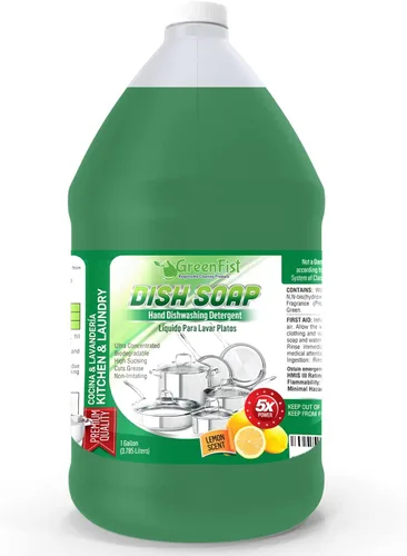 Miniatura 7 de GreenFist Jabón para platos profesional detergente líquido para ollas y sartenes, uso ligero o pesado (1 galón Unisoft) (1 galón verde)
