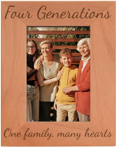 Miniatura 16 de Gifts For All By Rachel Olevia Five Generations One Family Many Hearts - Marco de fotos de madera natural grabado de 4 x 6 pulgadas, diseño