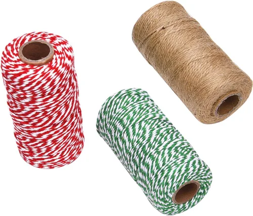 Miniatura 2 de Sunmns - Cuerda de algodón para envolver regalos, manualidades, 3 rollos, multicolor 2