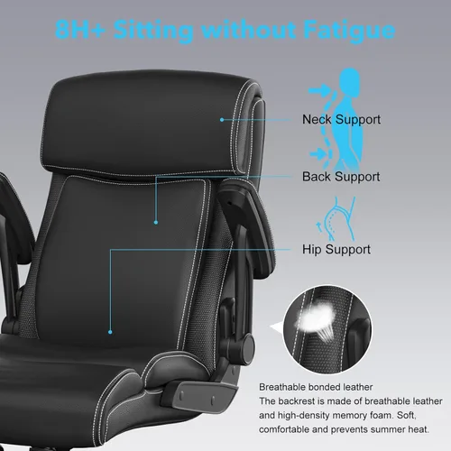 Miniatura 5 de ralex-chair Silla de oficina grande y alta, 500 libras para personas pesadas, silla de escritorio ejecutiva de cuero con respaldo alto