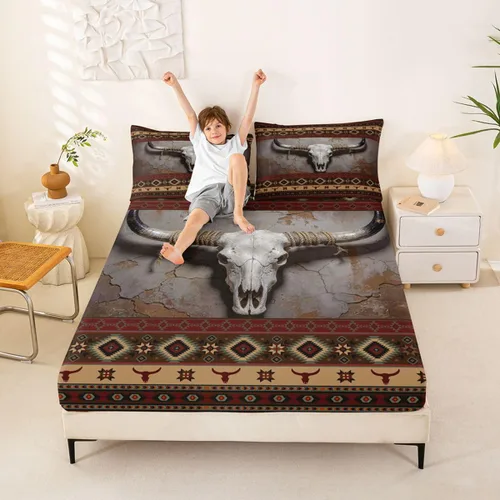 Miniatura 60 de Erosebridal Southwestern - Sábanas de cama bohemias aztecas, tamaño individual, sábanas hippie de cachemira, ropa de cama de estilo exótico, funda